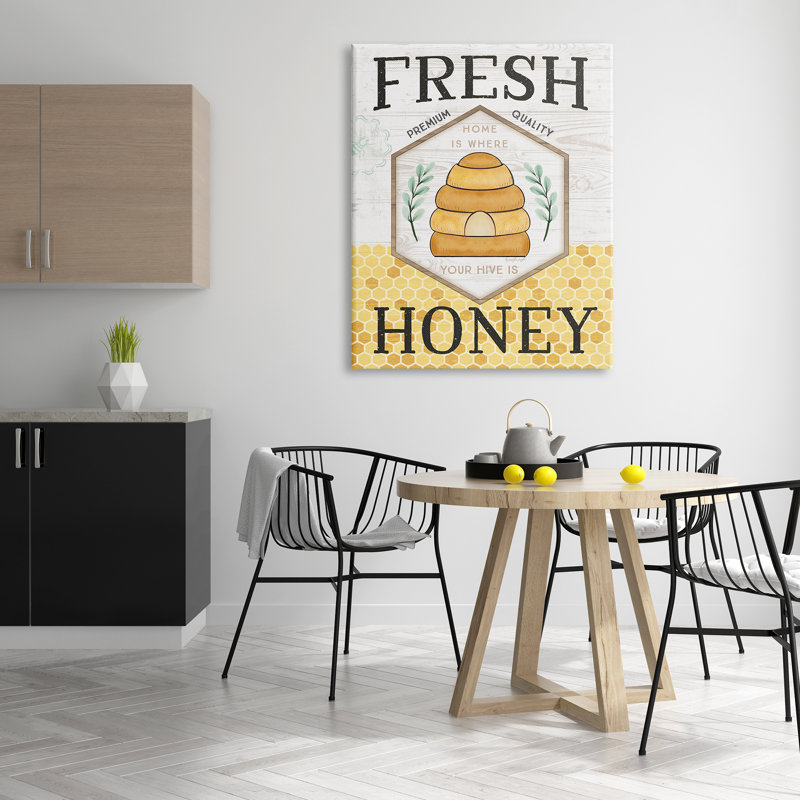 Signe «Fresh Honey Rustic Bee Hive» par Jennifer Pugh - Publicité sur cadre flottant, H 48 po x l 36 po x P 1,5 po