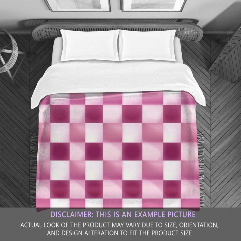 Machine Printed Comforter, Queen Comforter, Pink/White Checkered