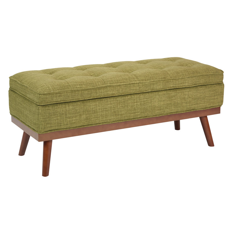 Boyu Polyester Blend Upholstered Storage Bench, Green Polyester Blend