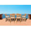 7 Piece Teak Wood Castle 63" Rectangular Medium Bistro Bar Set Including 2 Barstools With Arms And 4 Barstools