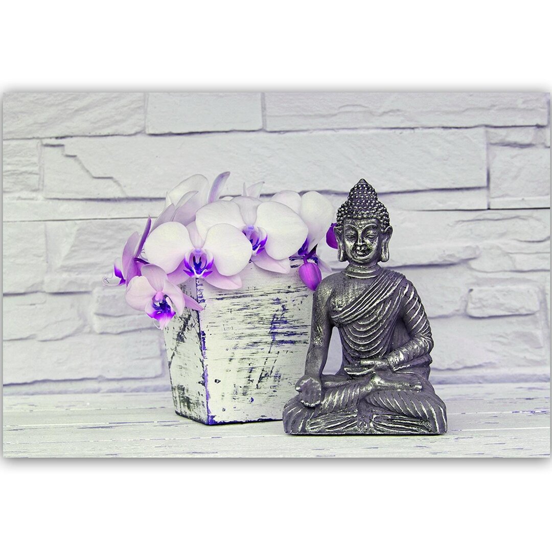 Leinwandbild Buddha mit Blume