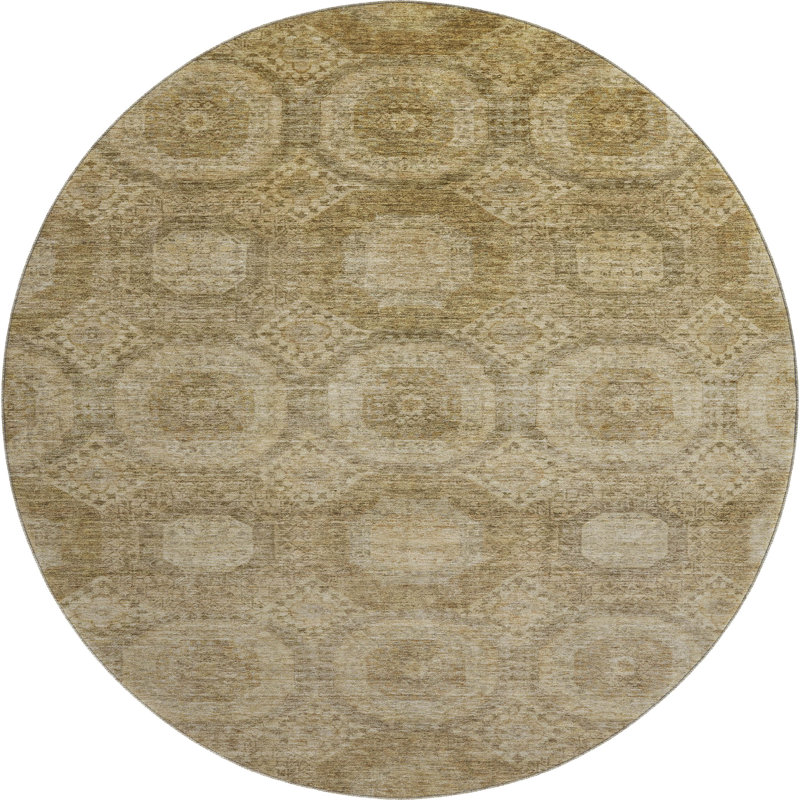 Premium Machine Washable Alaina AMF1925 Panels Rug, Round 8'