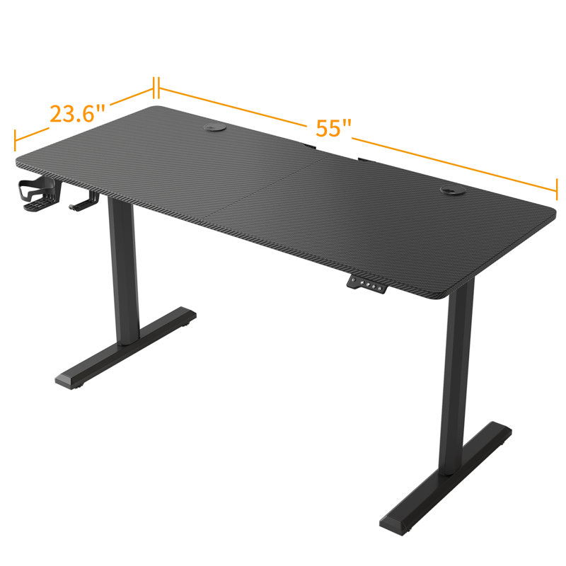 Bureau debout à hauteur ajustable Itsuo, Noir, L 55 po x P 23,60 po