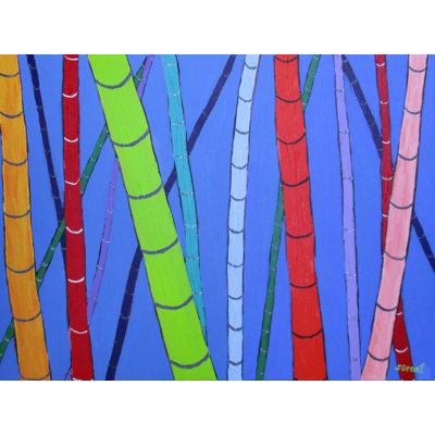 Bamboo On Blue Print by Sue Graef