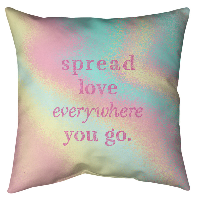 Coussin de sol à motif d’amour spread, H 28 po x l 28 po, Arc-en-ciel pastel