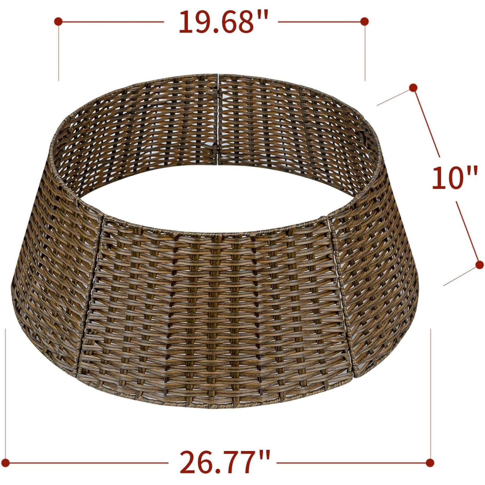 Handcrafted Wicker Tree Collar, Brown, 11.57" W
