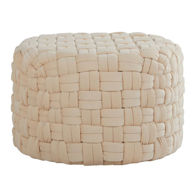Round 24" Ottoman In Cream Velvet