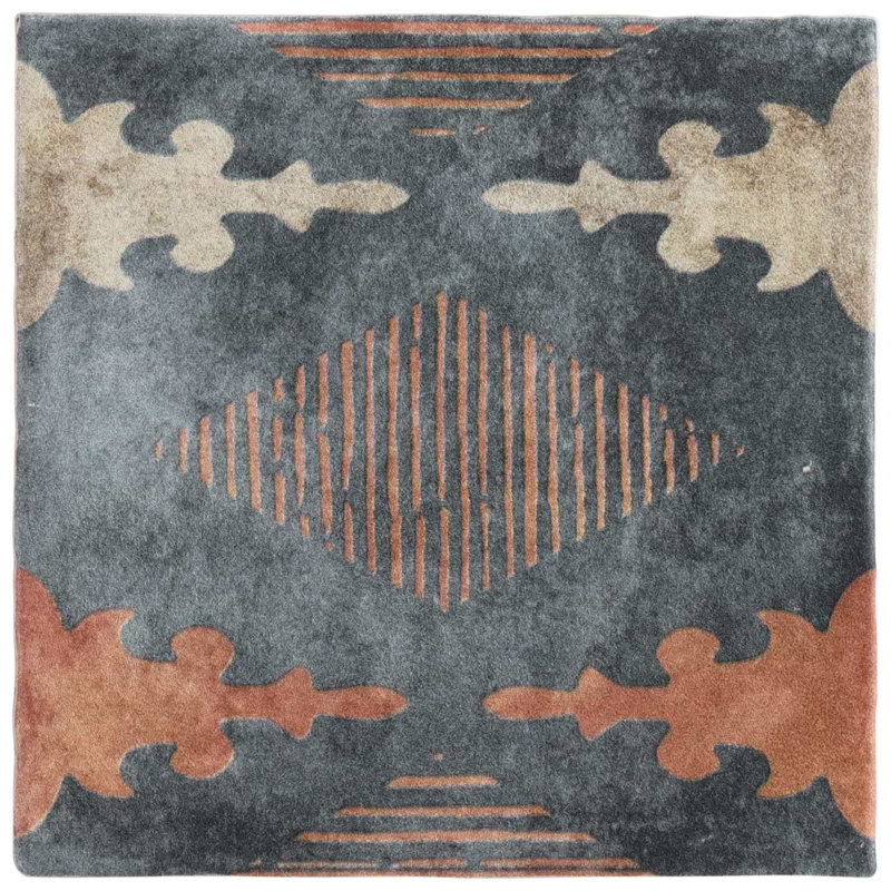 Paula Purroy Talia 5x5 Matte Ceramic Tile, Aztec Blue Terracotta