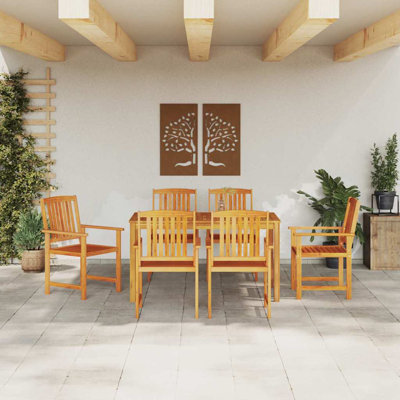 6 - Person Acacia Patio Dining Set with Rectangular Table