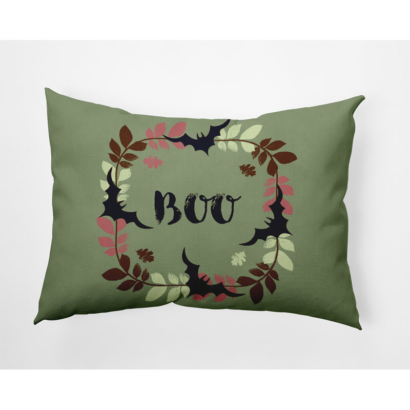 Boo Ring Indoor/Outdoor Throw Pillow, Green Tea, 14"H x 20"W, Rectangle