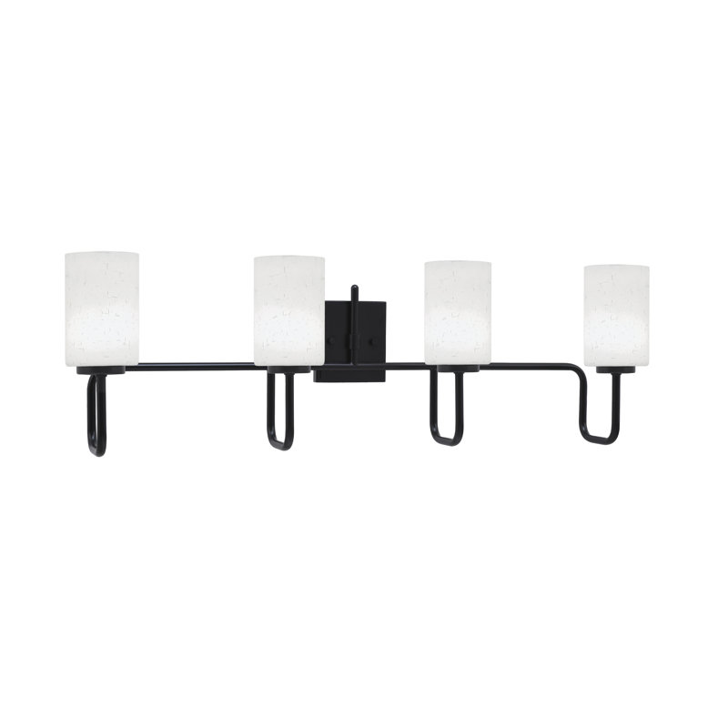 Amarmula 4 Light Bath Bar, Matte Black Finish, 4" White Muslin Glass