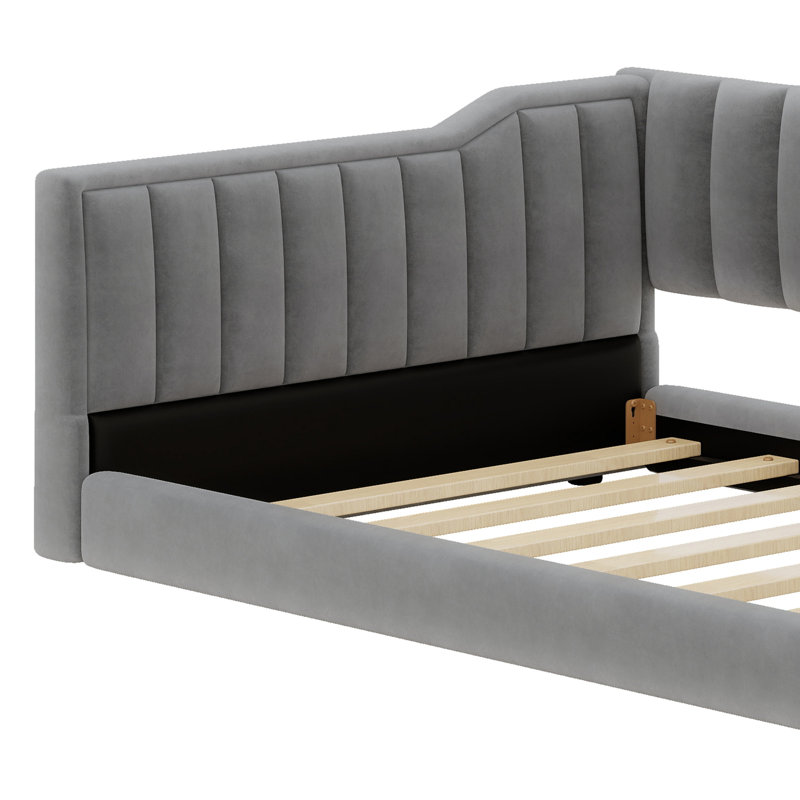 Upholstery Daybed And Side Storage Pocket, Gray