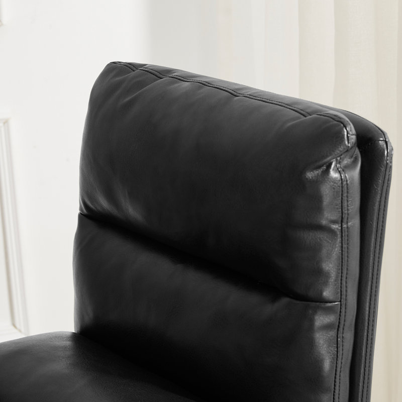 Modern Thick Upholstered Bar Stool and Counter Stool with Metal Frame, Black, 25.75"