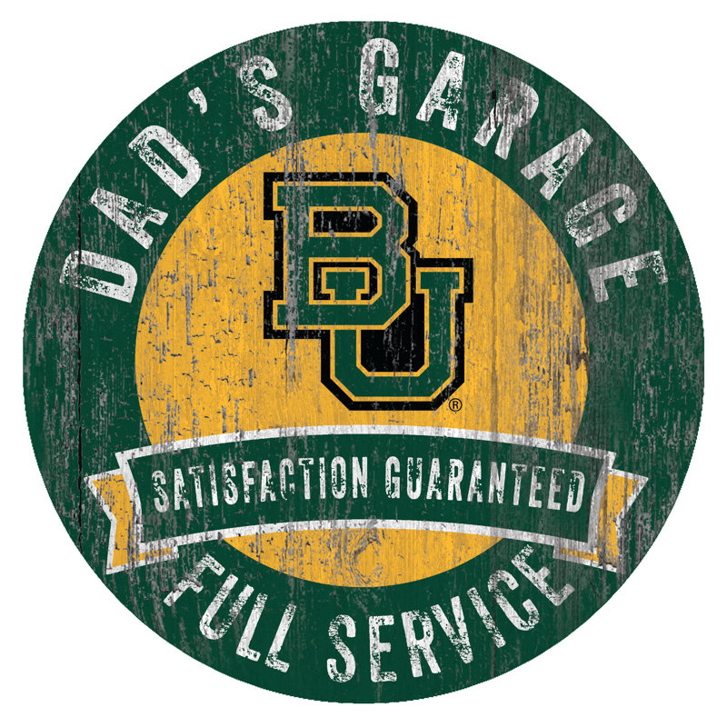 «NCAA Dad's Garage Sign», impression sur bois, Baylor