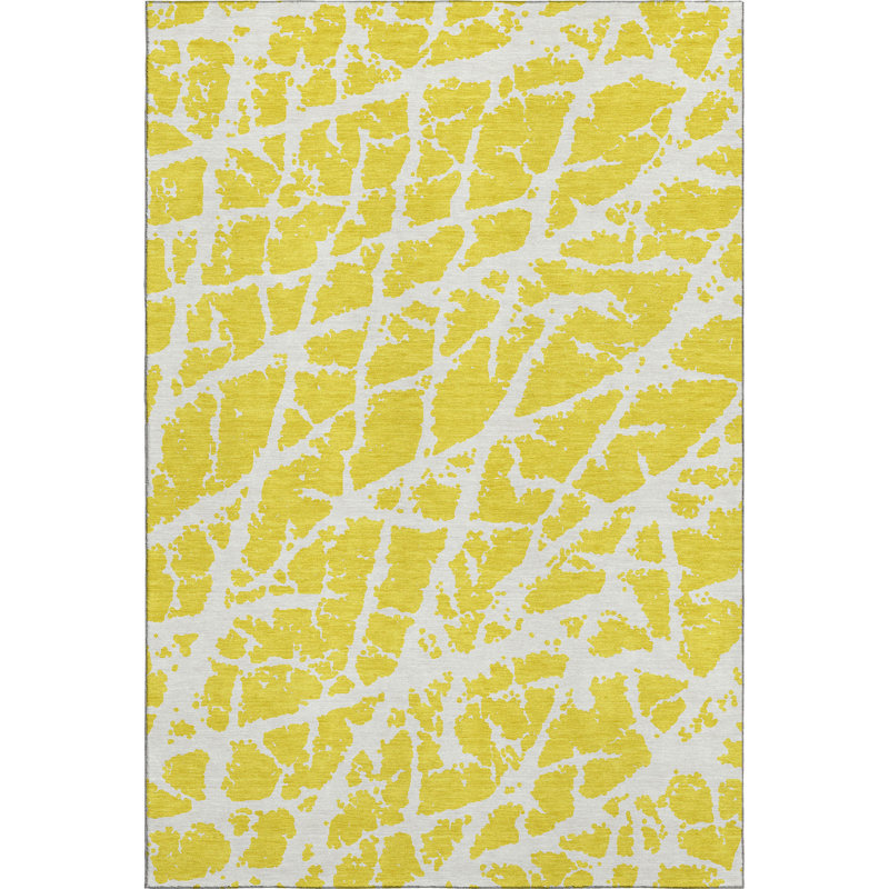 Tapis jaune Cerrito AMF501 lavable à la machine de qualité supérieure, Rectangle de 10 pi x 14 pi