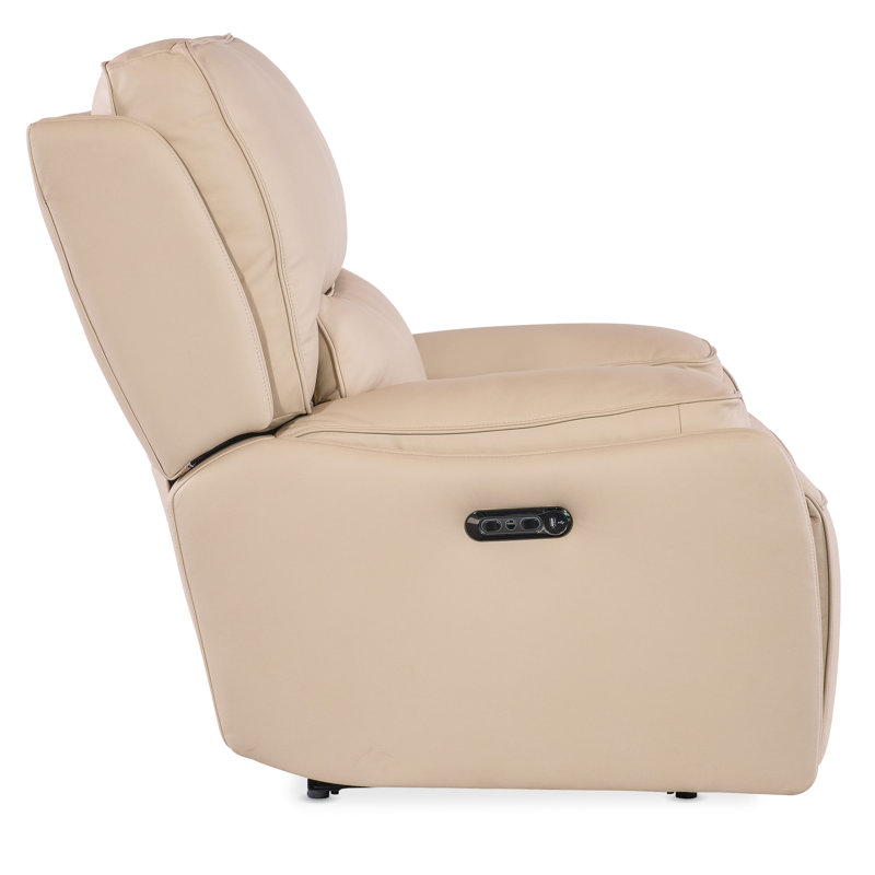 Oslo Ivory Leather Zero Gravity Power Recliner with Headrest