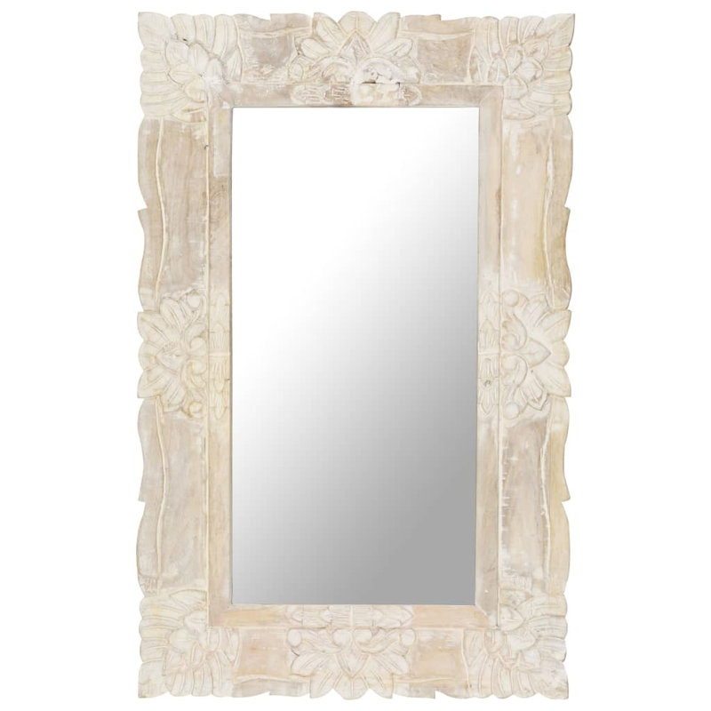 Cummins Wood Flat Wall Mirror, White, 80 cm H x 50 cm W