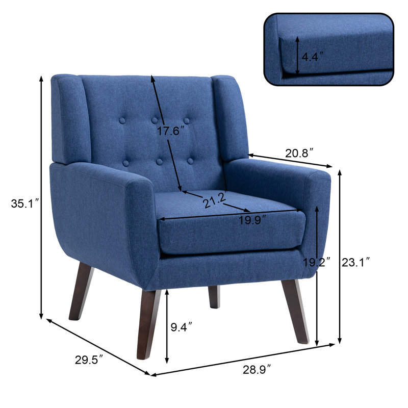Fauteuil Davey, Mélange de lin bleu
