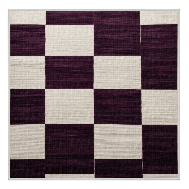 Tapis beige à carreaux lavable à la machine, Carré 6 pi