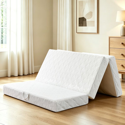 Tri-Fold 6" Gel Memory Foam Mattress, Portable Foldable Murphy Bed Mattress With Washable Cover, Handle & Non-Slip For Camping, RV & Guests
