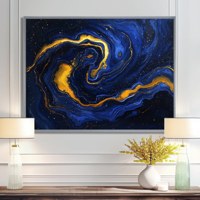 «Blue and Gold River of Marble Chaos», impression d'art mural abstrait en marbre