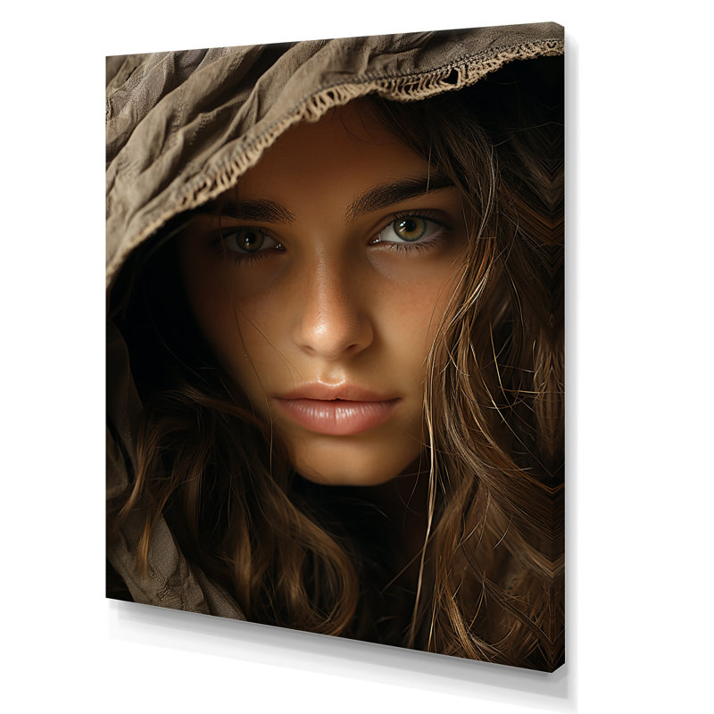 Portrait de femme, sentia sépia, impression sur toile, Toile tendue, H 40 po x l 30 po