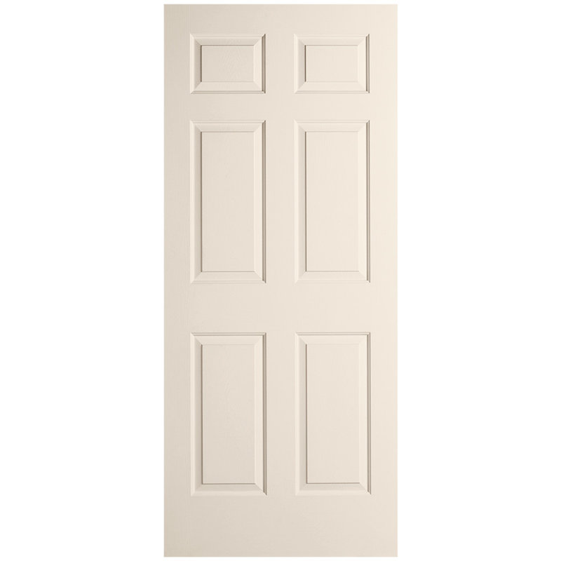 Primed 6-Panel Colonist Textured Hollow Core Molded Door, 26" x 80"