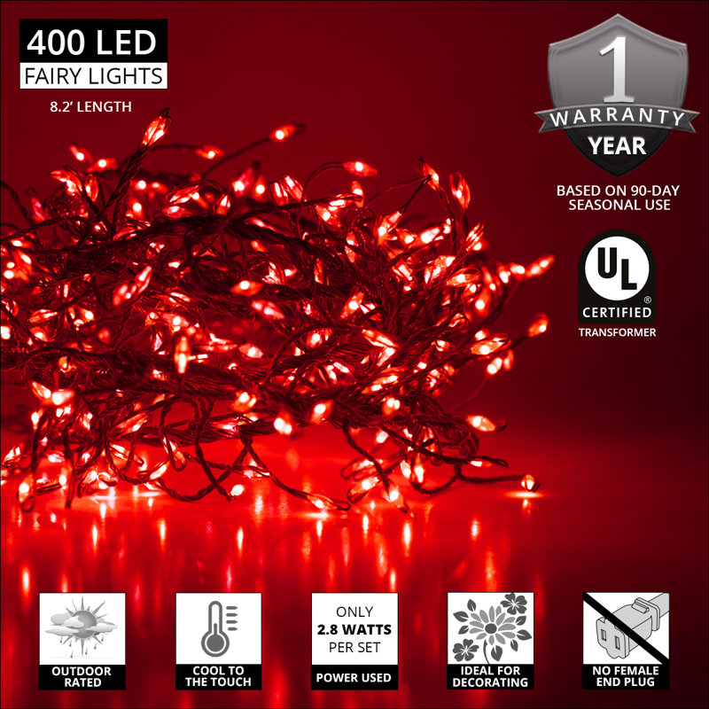 96'' LED String Lights, Red