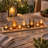Devers Round Glass Votive Holders on Wood Tray, Set of 9-1236766976