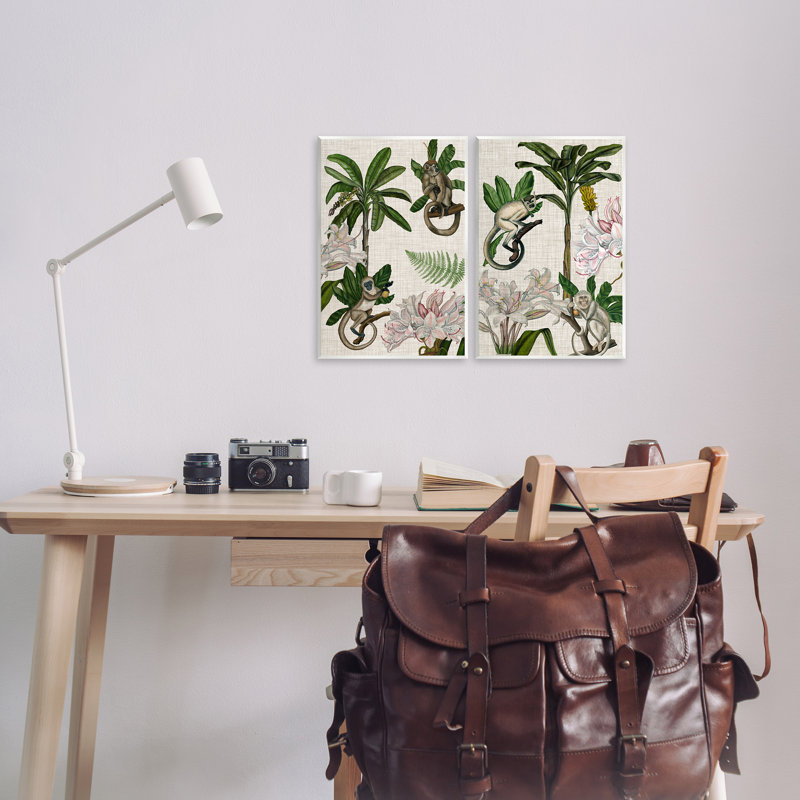 Ensemble de plaques murales tropicales et singes par Naomi McCavitt, H 15 po x l 10 po