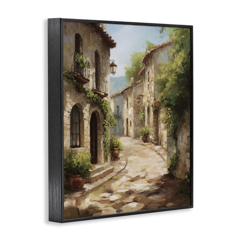 Timeless Village Pathway, estampe numérique, design par Petal Prints Design, H 14 po x l 11 po, Giclée encadrée noir minuit