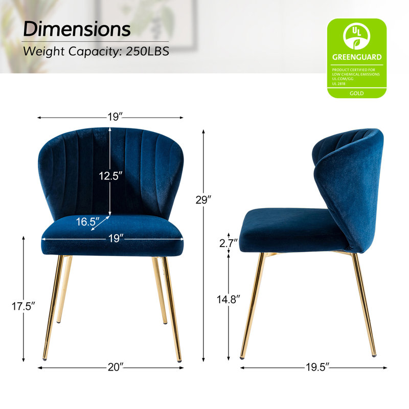 Fauteuil d'appoint moderne en velours avec dossier capitonné Leona H 29 po, Velours marine