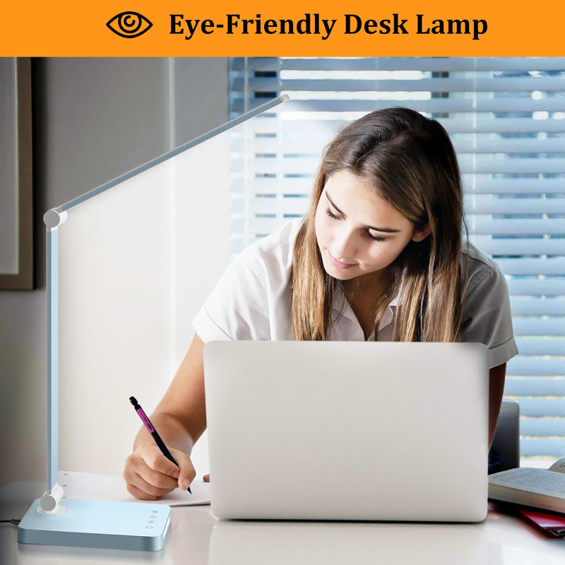 LED Desk Lamp with USB Ports,Touch Desk Lamps for Home Office with 5 Color Modes,3 Brightness Desk Light with Small Night Light,Reading Lamp Table Lamp for Bedroom Bedside Study(with adapter)