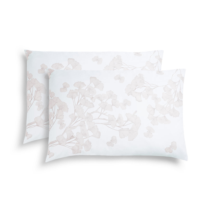Butterfly Gingko Shams, Standard, White;Stone