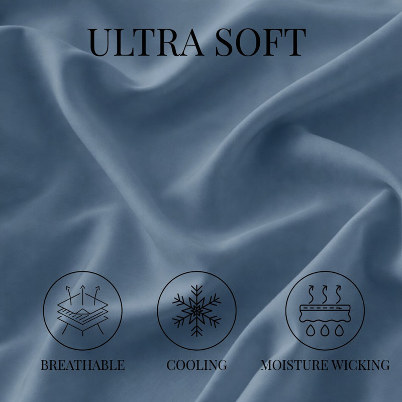 Ultra Soft Bamboo Sheet Set - 4 Pc Set - Wrinkle Resistant - Cooling Sheets with Deep Pockets, White