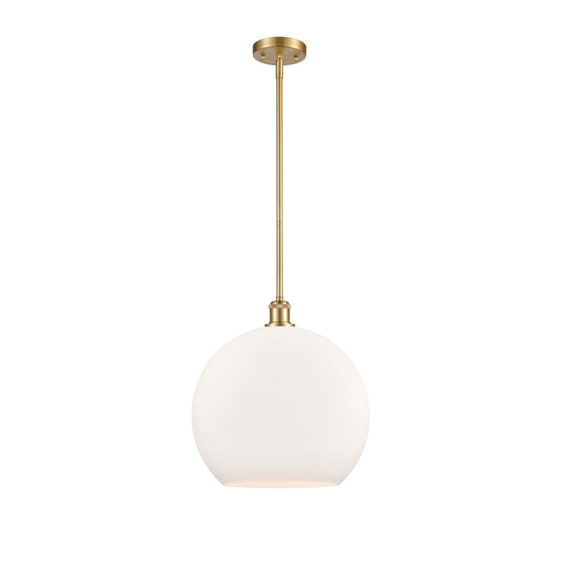 Luminaire suspendu sphère 1 lumière Cindi, Blanc, H 16,38 po x l 13,75 po x P 13,75 po, Or satiné