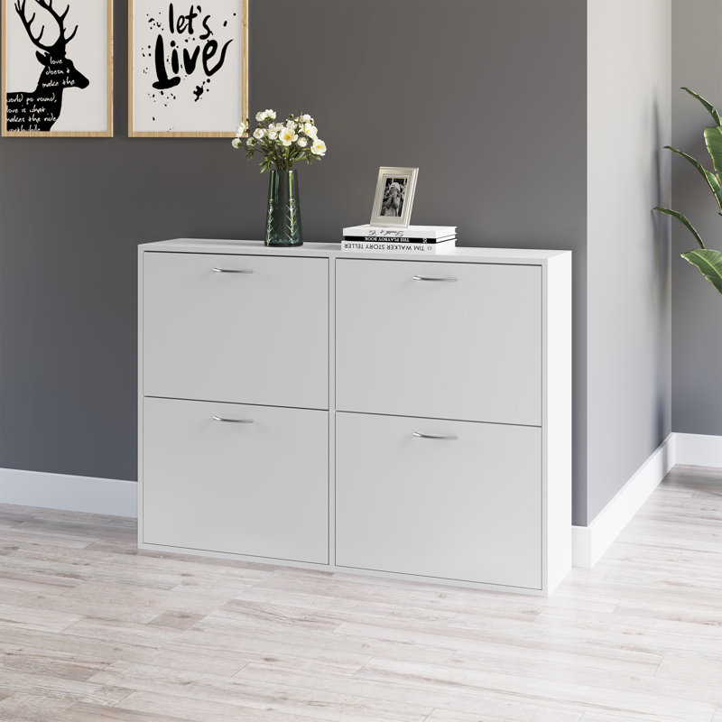 24 Pair Shoe Storage Cabinet, White