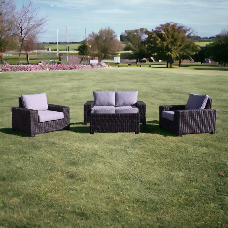 Teak 4 - Person Patio Conversation Set with Cushions
