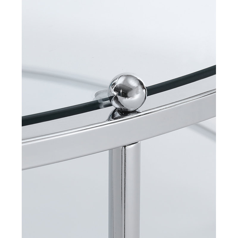 Urbanski Round Glass Coffee Table with Shelf, Chrome