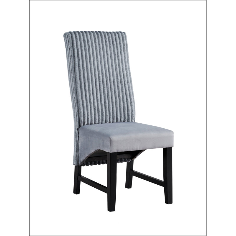 Chaise d'appoint en velours côtelé gris et finition noire