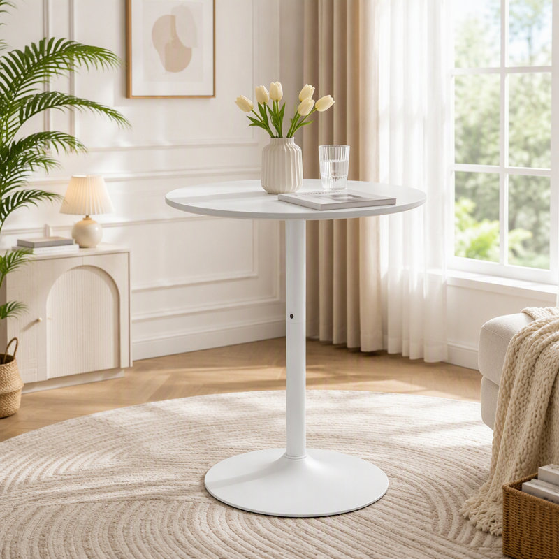 Table de bar ronde blanche - Piédestal moderne de 24 pouces pour un usage domestique et commercial