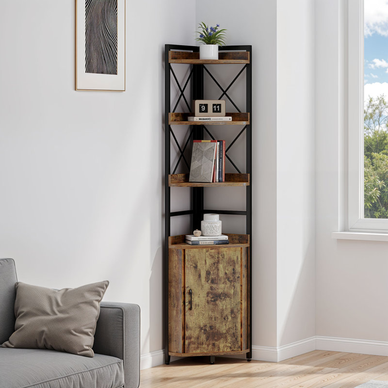 179 cm H x 34 cm W Corner Bookcase, Brown