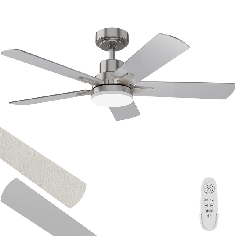 Ceiling Fans with Lights and Remote, 42" Wide, Silver