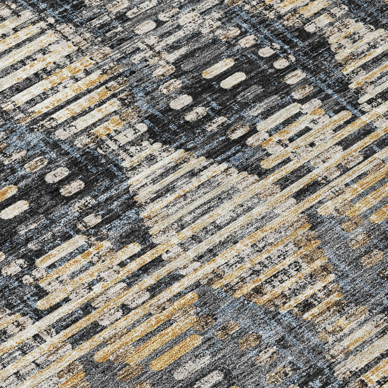 Machine Washable Indoor/Outdoor Chantille ACN2640 Lattice Rug, 8' Round, Black