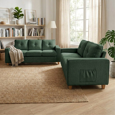 2-Piece Chenille Sofa Set, 77.2" 3-Seater Sofa & 54.3" Loveseat Combo with Removable Cushions, Modern Upholstered Couch Set for Living Room