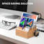 Bamboo Charging Station For Multiple Devices Include 5 Port USB Charger, 5 Cables,Style 1