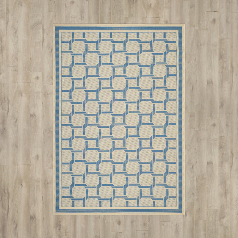 Bleu géométrique Tapis décoratif, Rectangle 2 pi 7 po x 5 pi