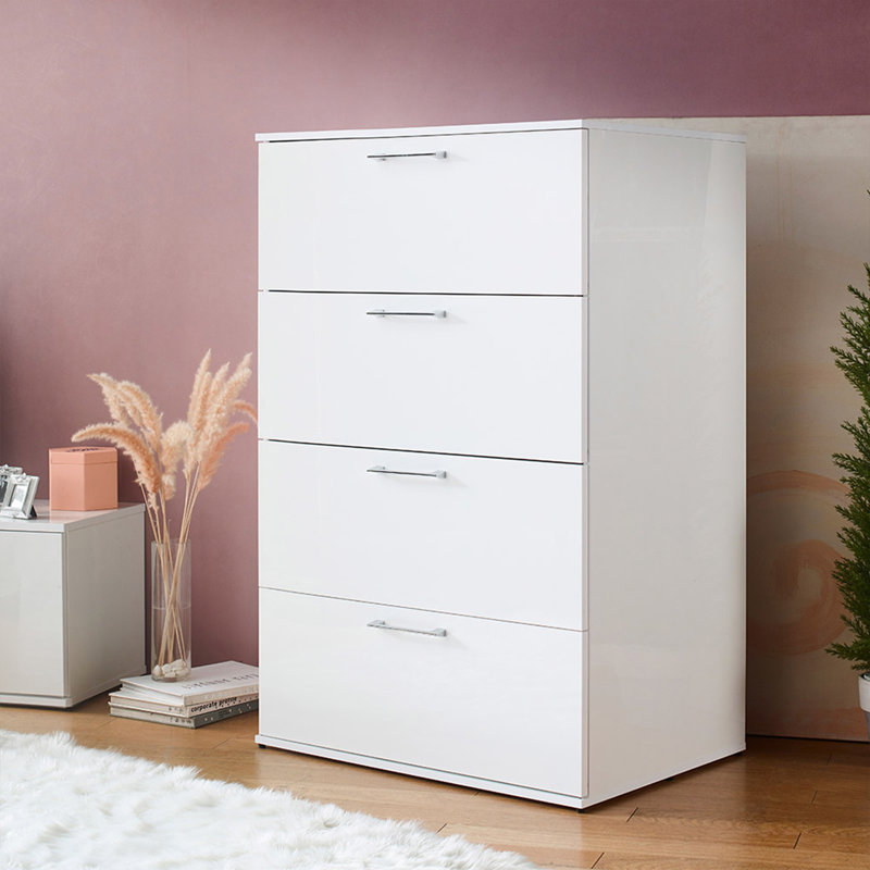 Commode blanche à quatre tiroirs Bliss, Blanc