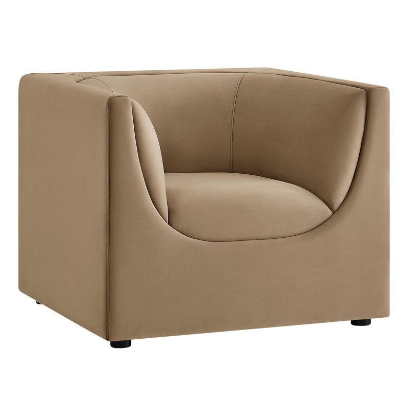Fauteuil en velours taupe Dunkley, Taupe