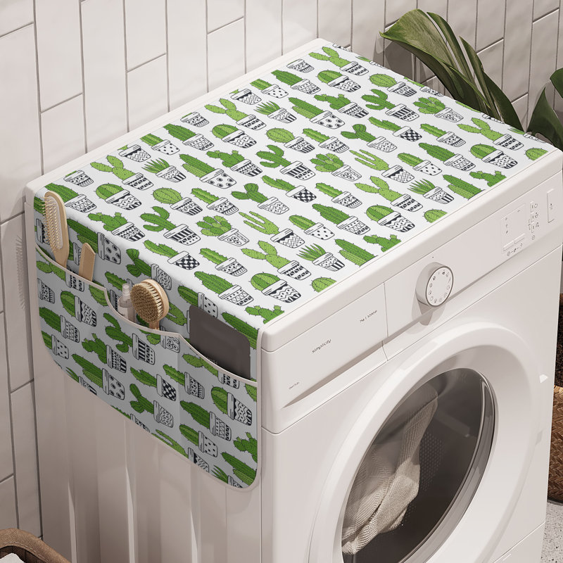 Ambesonne Cactus Washing Machine Organizer Pack of 2 47" x 18.5" Grey Apple Green